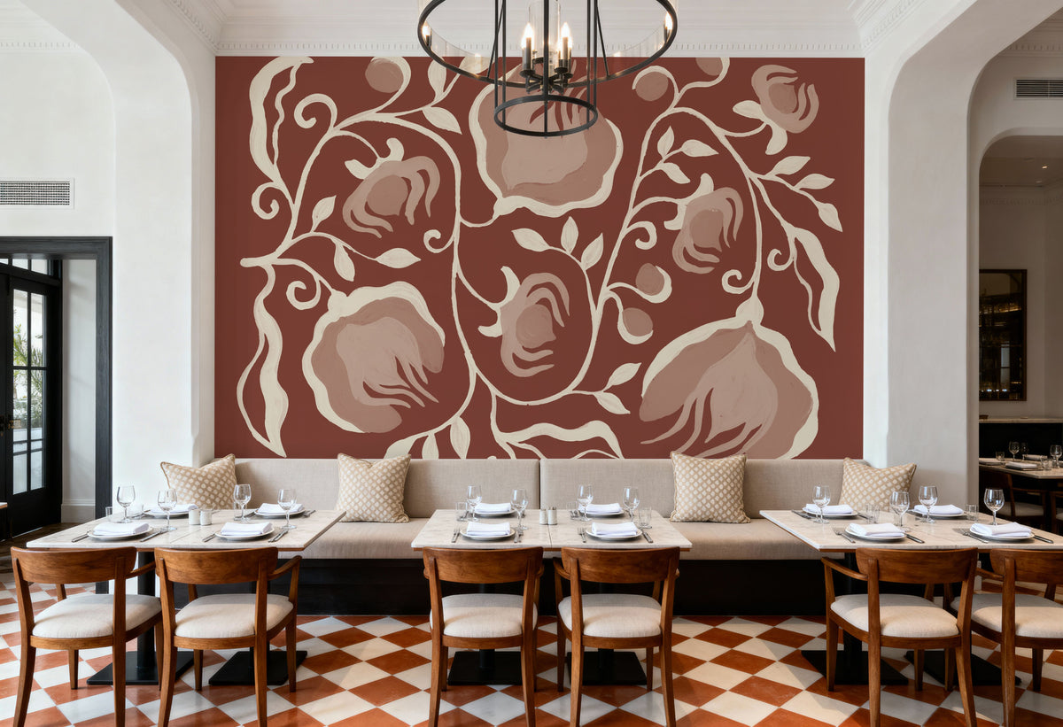 Illuminated Floral I Mural Wallpaper - room preview 04