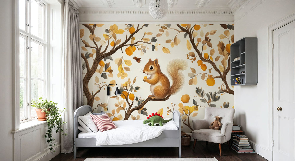 Squirrel Tree Mural Wallpaper - room preview 04