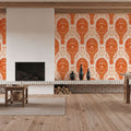 Floral Rackets, Red Mural Wallpaper - room preview 04