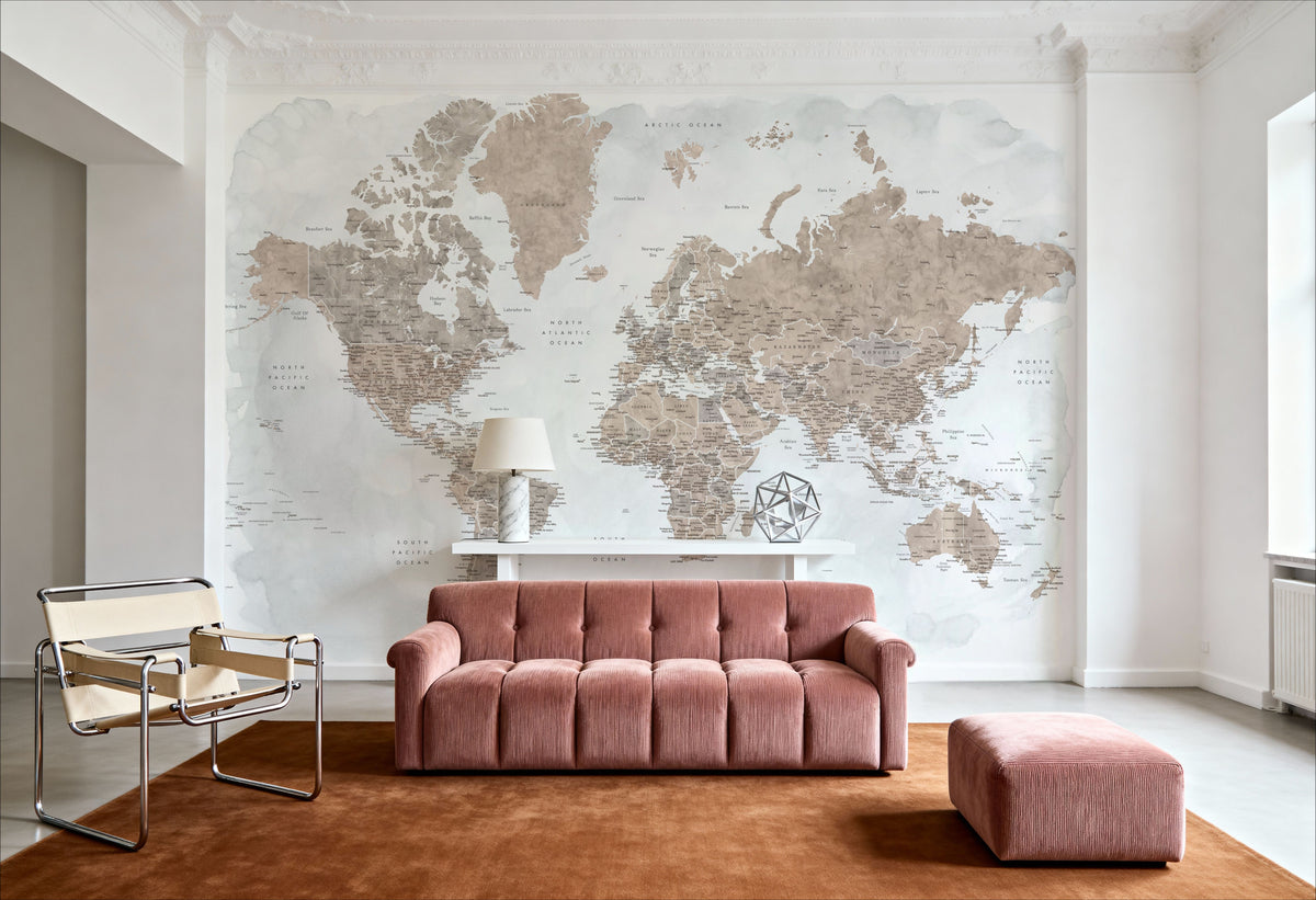 World Map Cities - Calista Mural Wallpaper - room preview 04