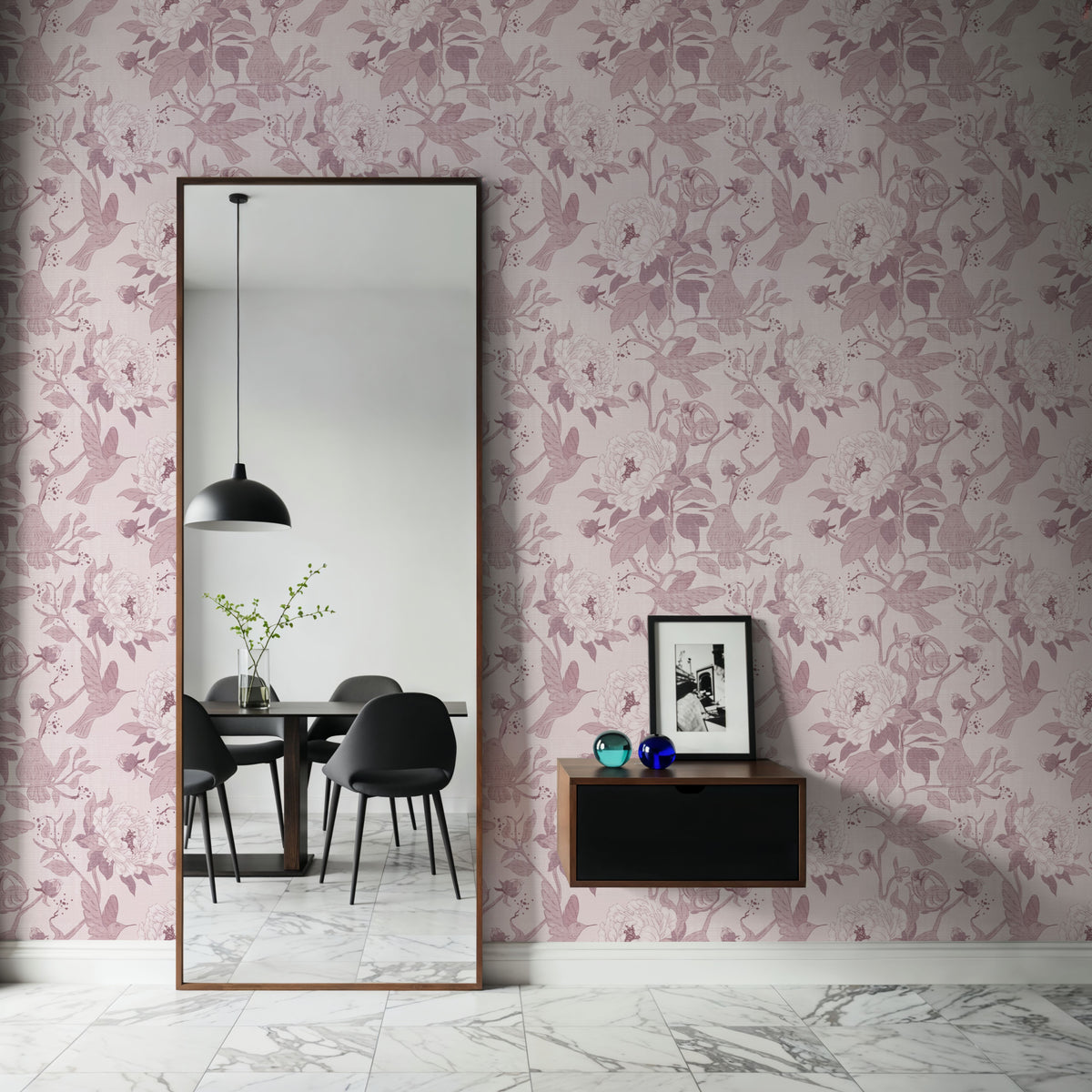Peony Toile, Rose Mural Wallpaper - room preview 04