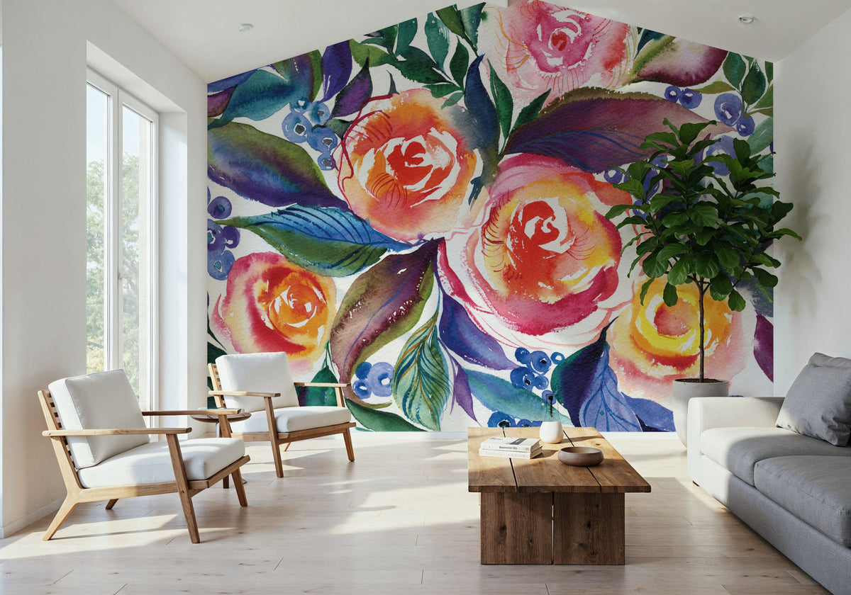 Rose Trio Mural Wallpaper - room preview 04