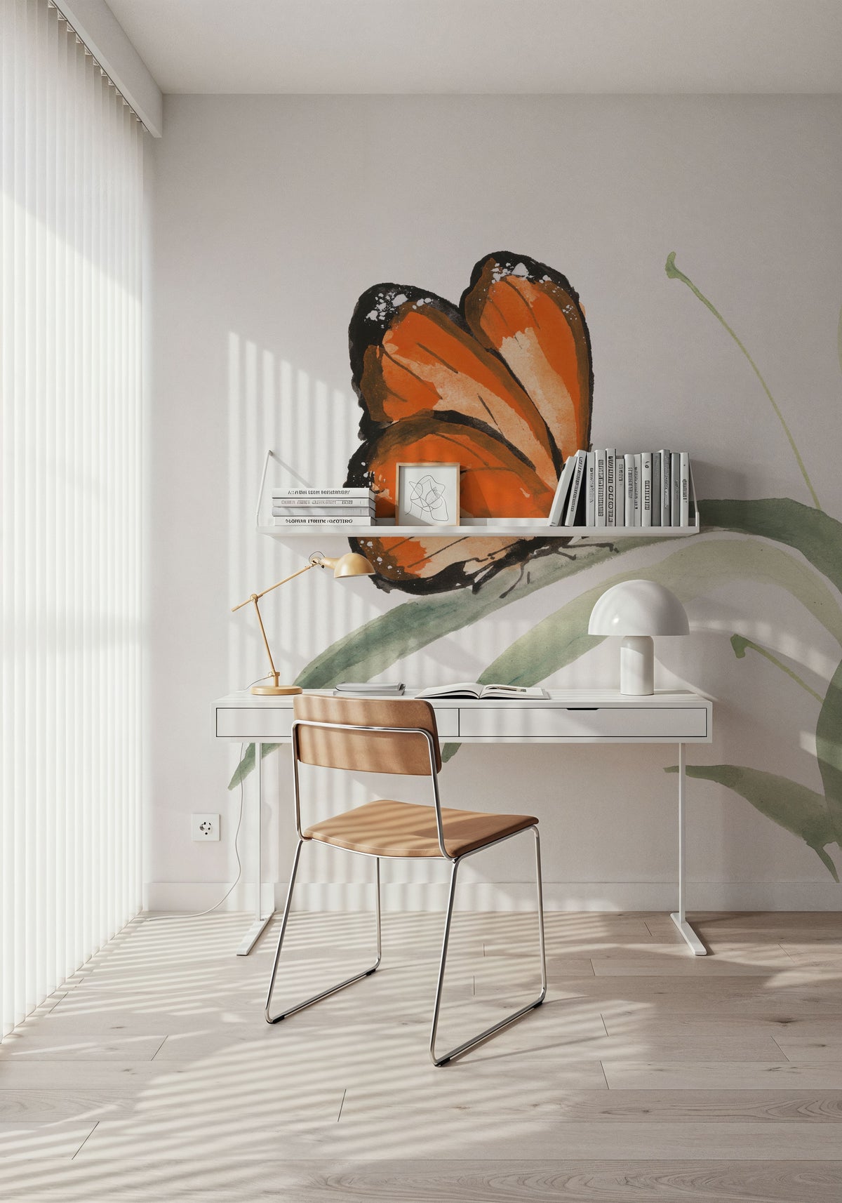 Butterfly Orange II Mural Wallpaper - room preview 04