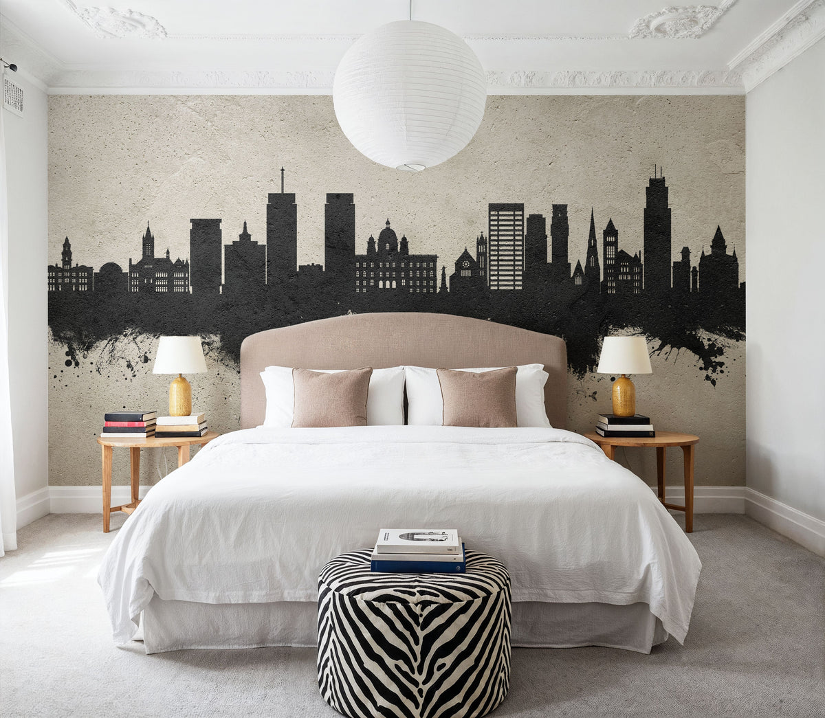 Syracuse New York Skyline Concrete Mural Wallpaper - room preview 04