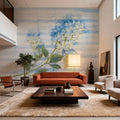 Lilac on Blue Stripe Mural Wallpaper - room preview 04