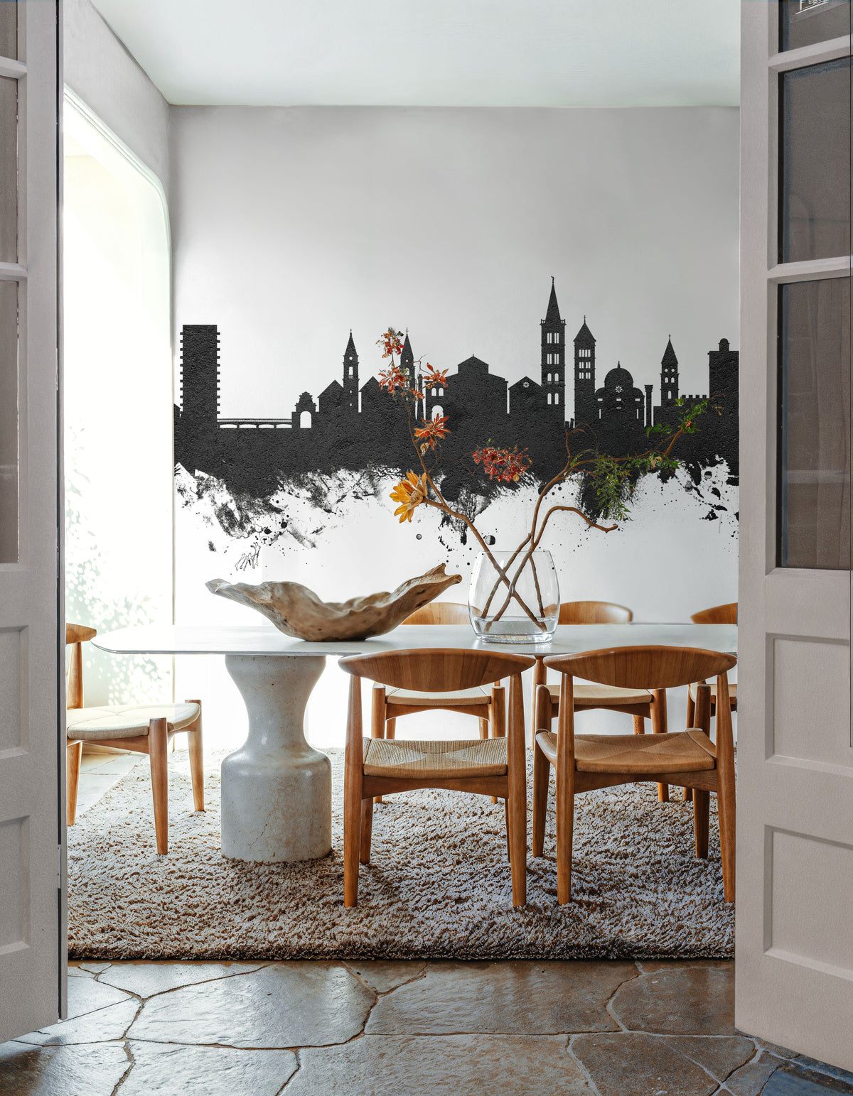Zadar Croatia Skyline Black & White Mural Wallpaper - room preview 04