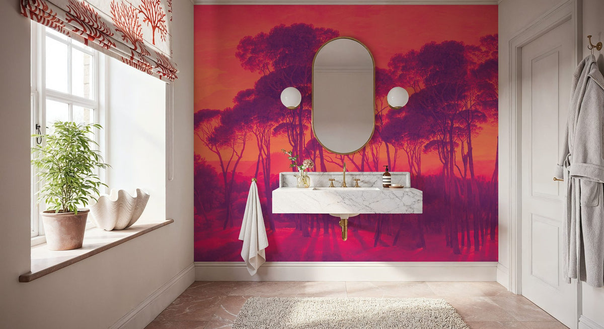 Mediterranean Pine Landscape, Sunset Mural Wallpaper - room preview 04