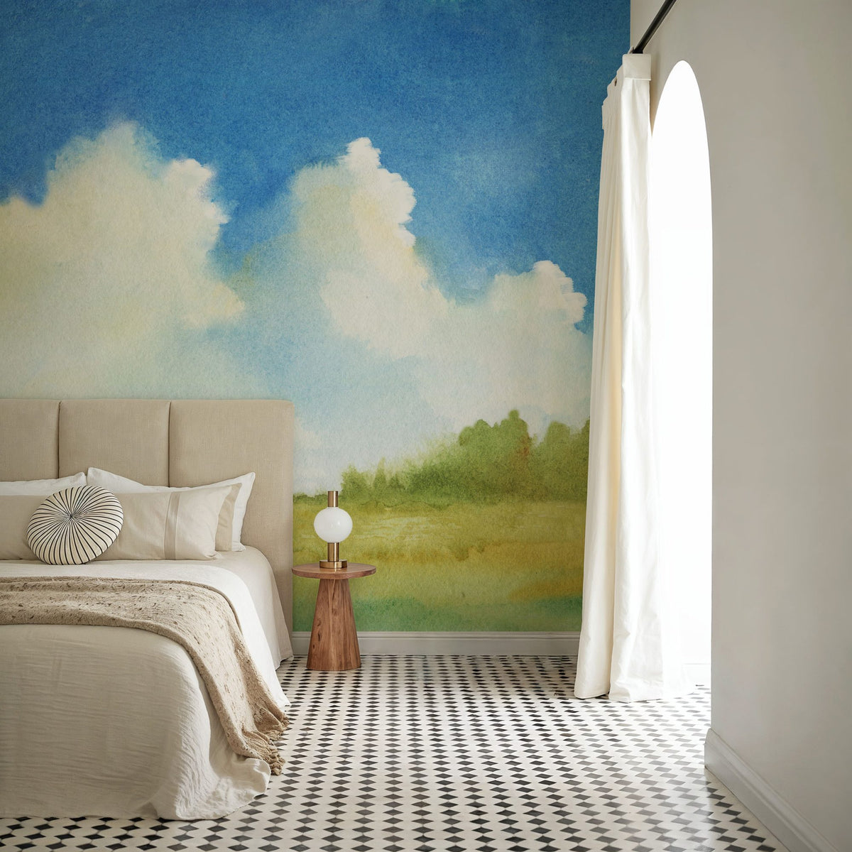 Cloudy Landscape Painting Mural Wallpaper - room preview 04