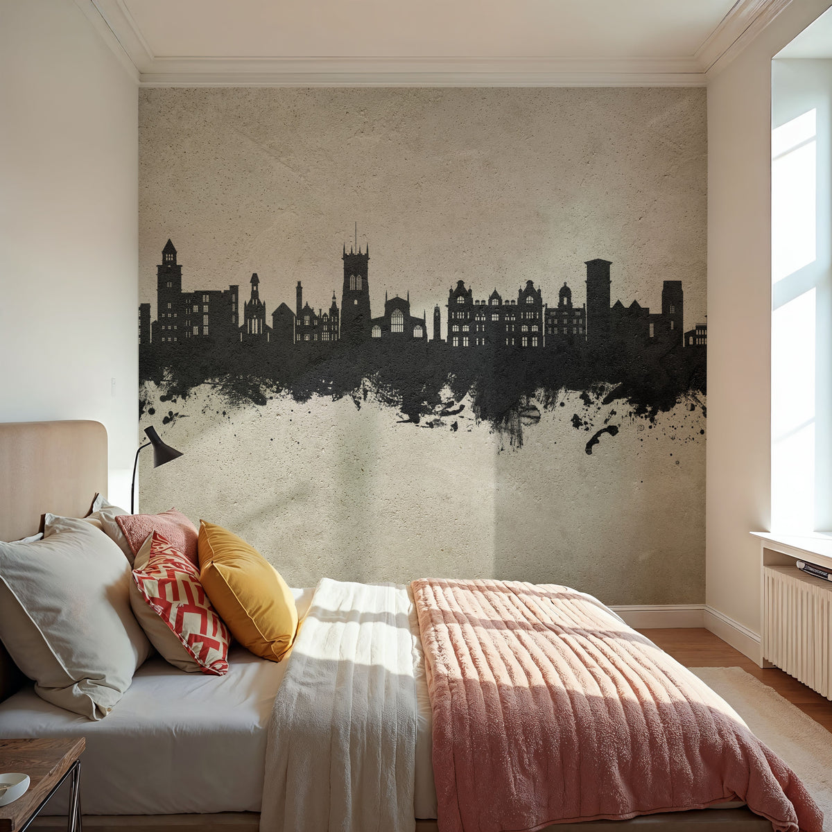 Wigan England Skyline Concrete Mural Wallpaper - room preview 04