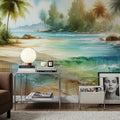Sunlit Tropical Beach Mural Wallpaper - room preview 04