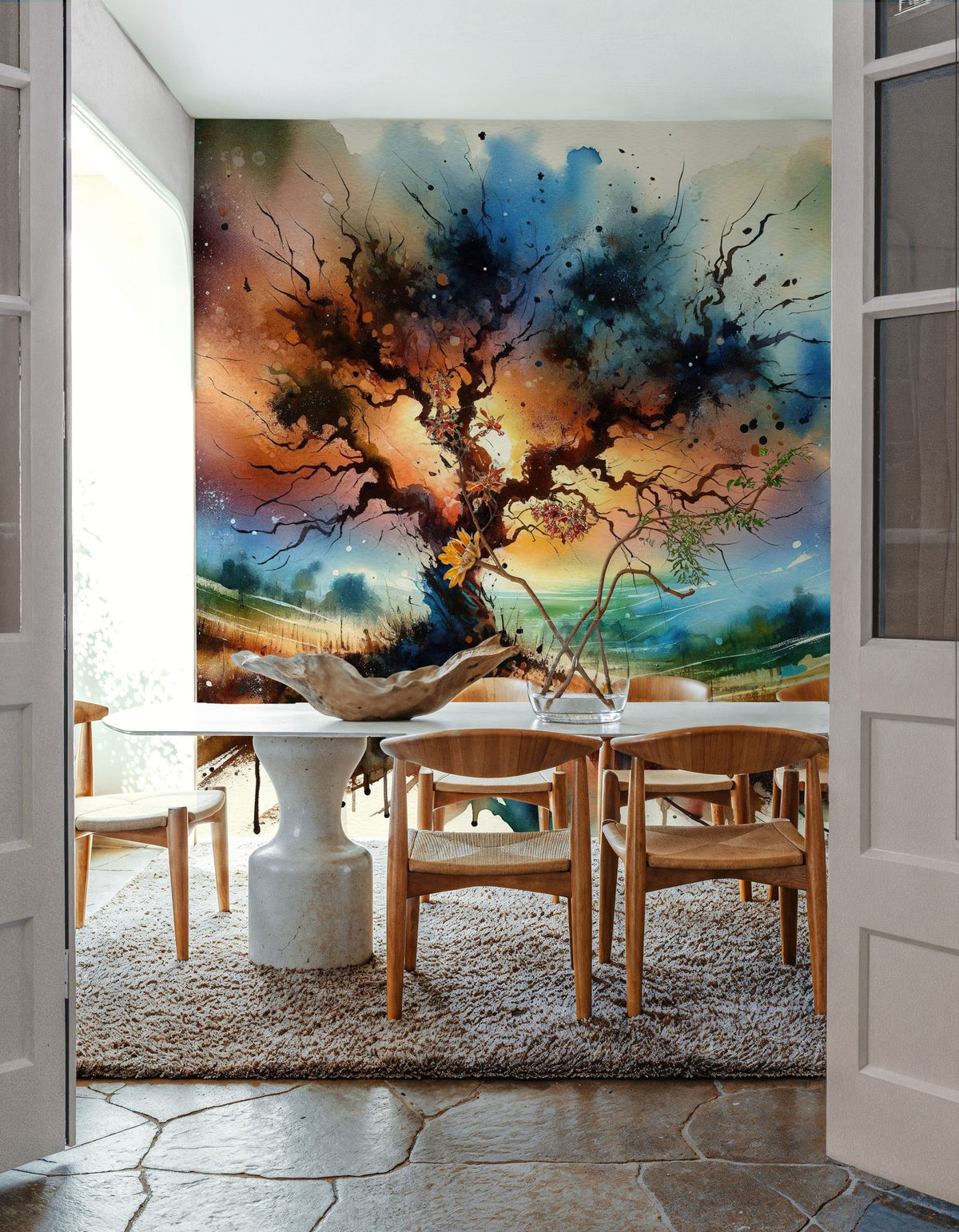 Lonely Tree Starry Night Mural Wallpaper - room preview 04