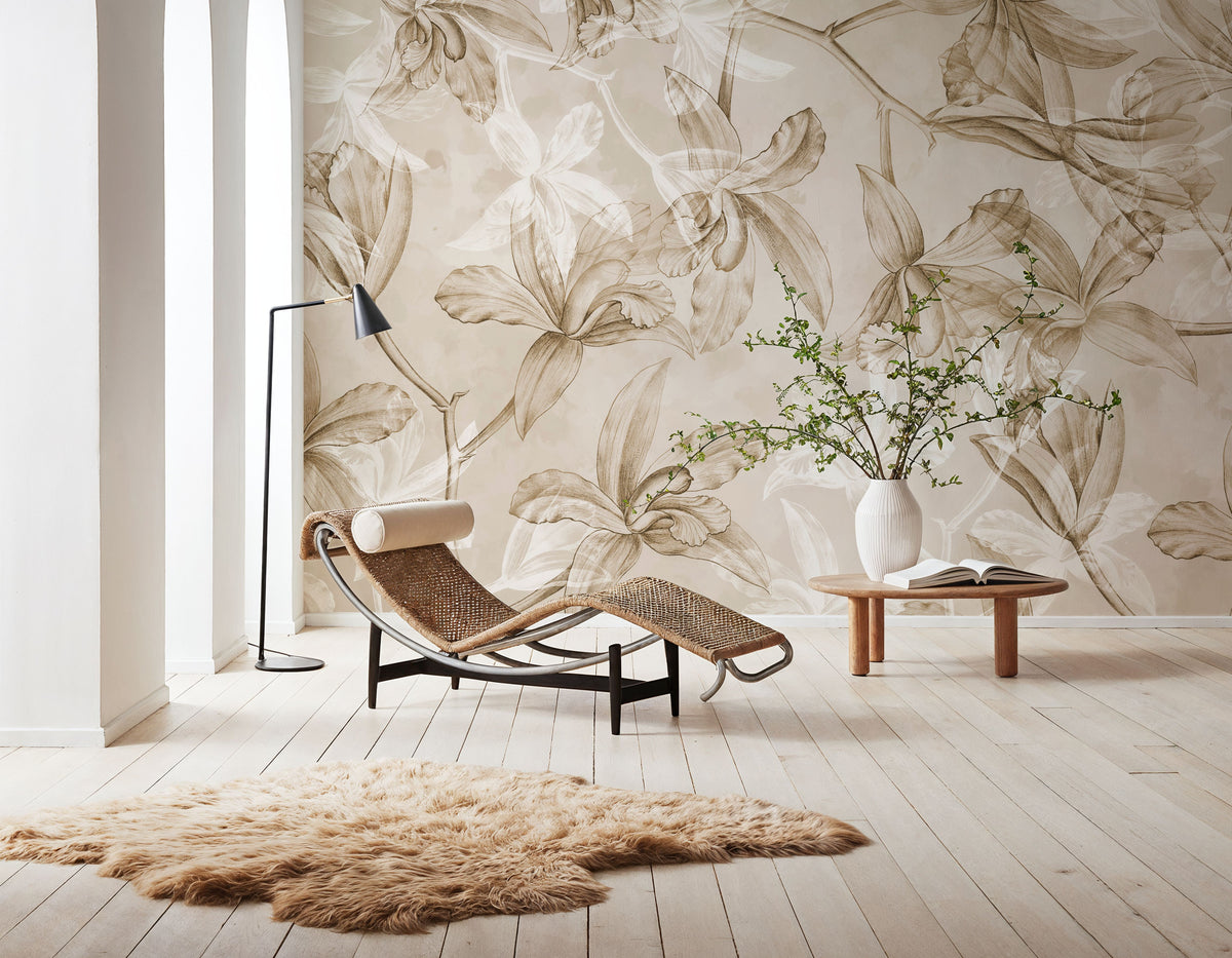 Orchids on Water Mural Wallpaper - room preview 04