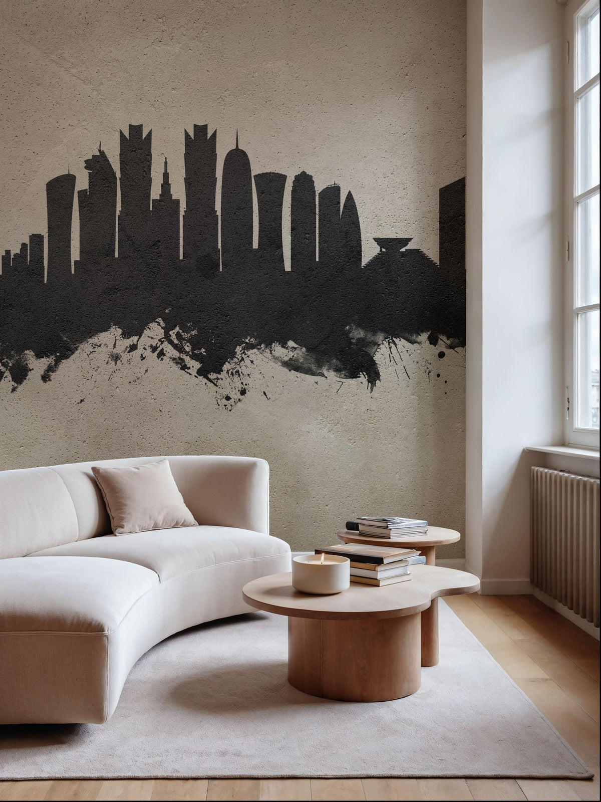 Doha Qatar Skyline Concrete Mural Wallpaper - room preview 04