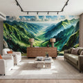 Expansive Mountain Valley Landscape Mural Wallpaper - room preview 04