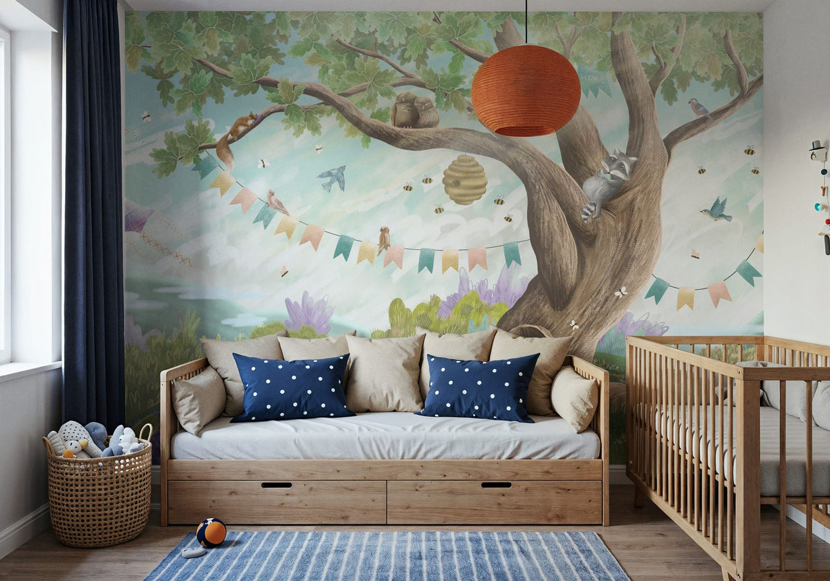 Oak Hill Slumber, Spring Green Mural Wallpaper - room preview 04