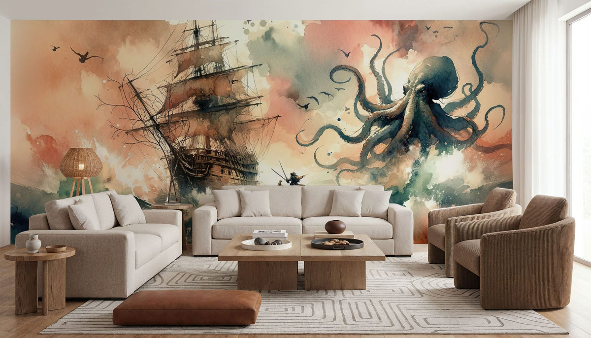 Battle with the Sea Monster Mural Wallpaper - room preview 04