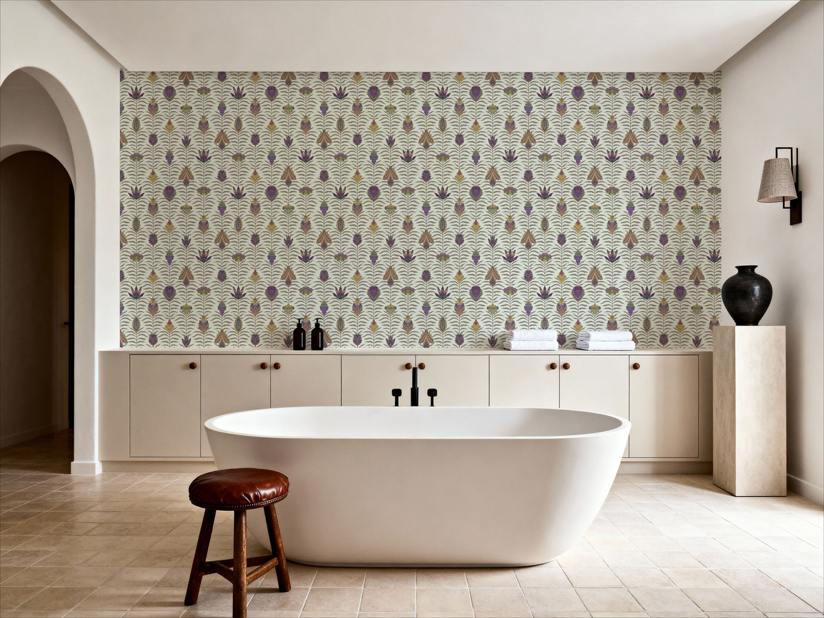 Marble Papers Flowers V.2, Lilac Mural Wallpaper - room preview 04