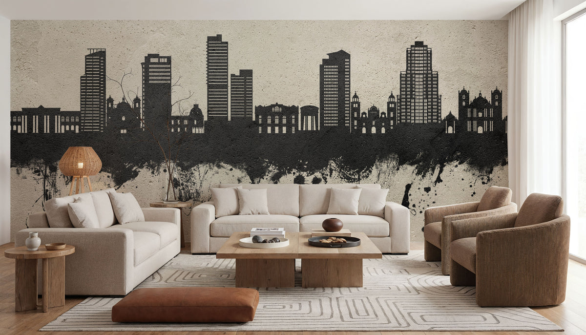 Tegucigalapa Honduras Skyline Concrete Mural Wallpaper - room preview 04
