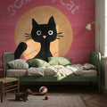 Scaredy Cat Pink Mural Wallpaper - room preview 04