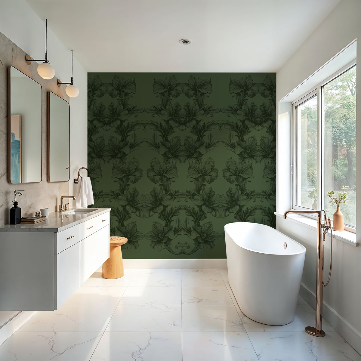 Flower Bridges Green Mural Wallpaper - room preview 04