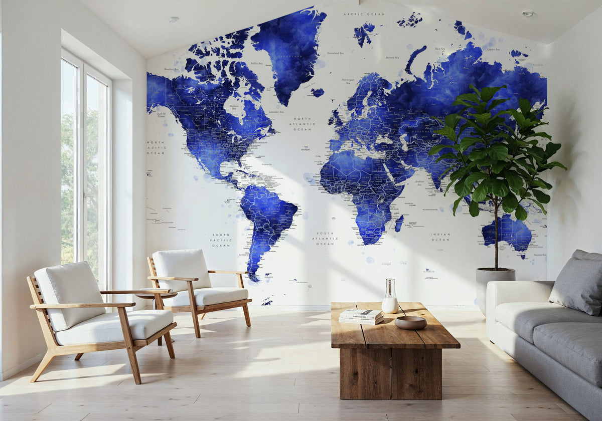 World Map Cities - Crisalida Mural Wallpaper - room preview 04
