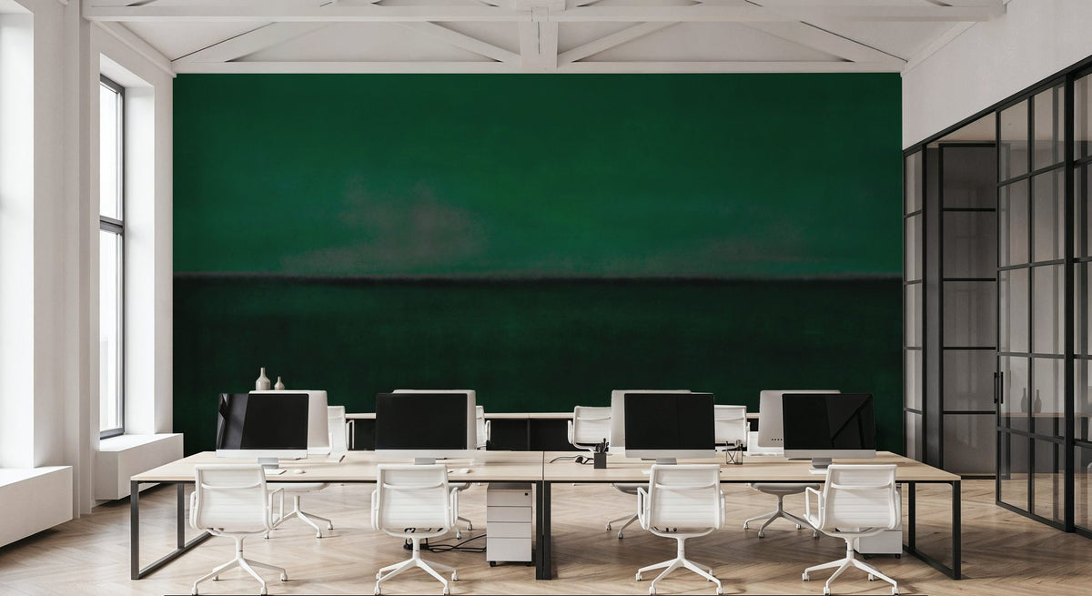 Green Horizon, Watercolor Mural Wallpaper - room preview 04