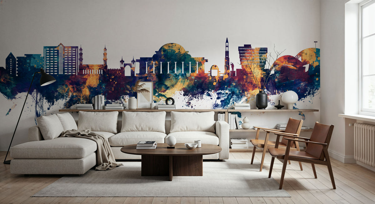 Lilongwe Malawi Skyline Blue & Bronze Mural Wallpaper - room preview 04
