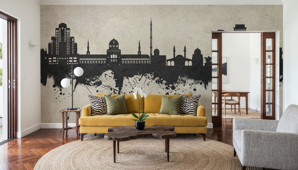 Damascus Syria Skyline Concrete Mural Wallpaper - room preview 04