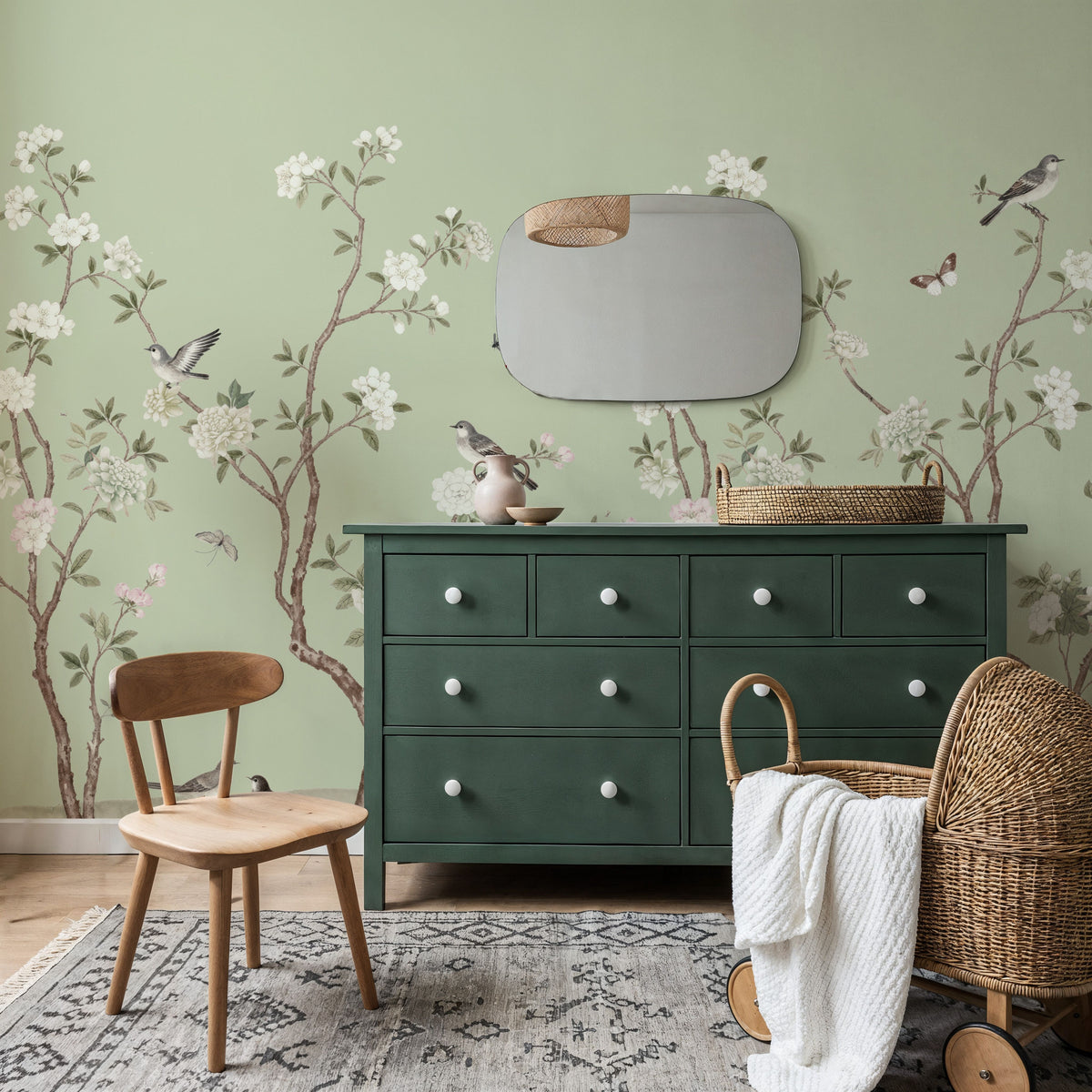 Peony Tree, Mint Mural Wallpaper - room preview 04