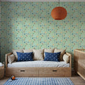 Flutterby Flowers Mint Mural Wallpaper - room preview 04