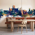 St Albans England Skyline Blue & Bronze Mural Wallpaper - room preview 04