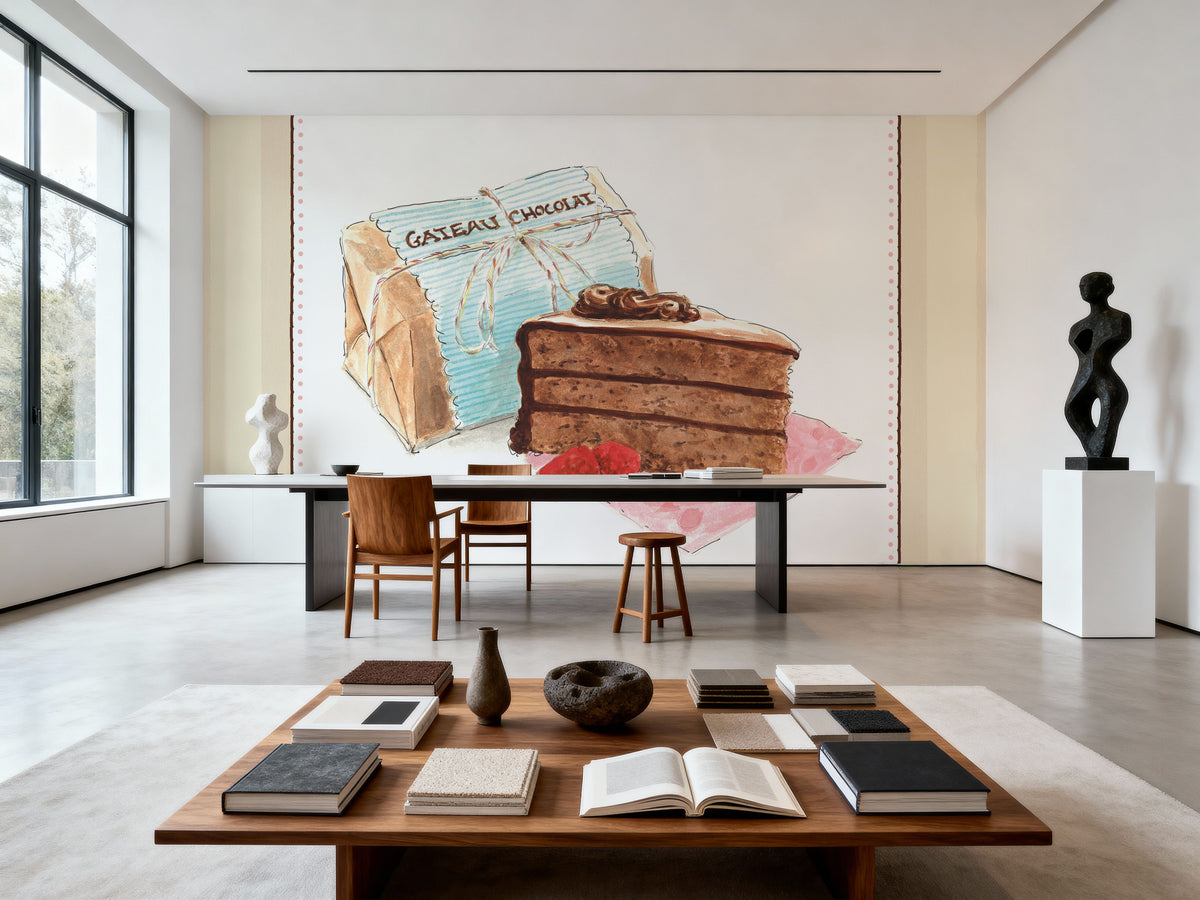 Gateau Chocolate on Stripes Mural Wallpaper - room preview 04