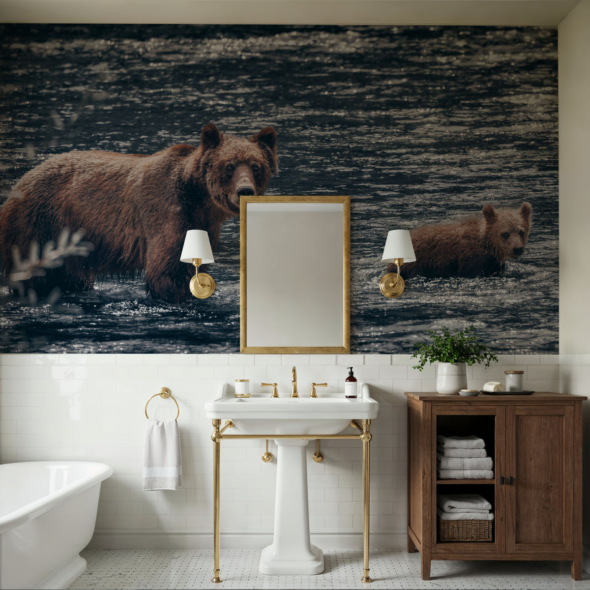 Crossing Neutral Mural Wallpaper - room preview 04
