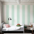 Scalloped Circus Stripes, Mint Green Mural Wallpaper - room preview 04