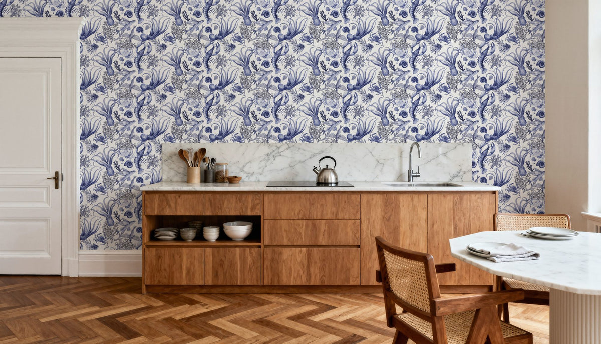 Ocean Miracles, Blue Mural Wallpaper - room preview 04