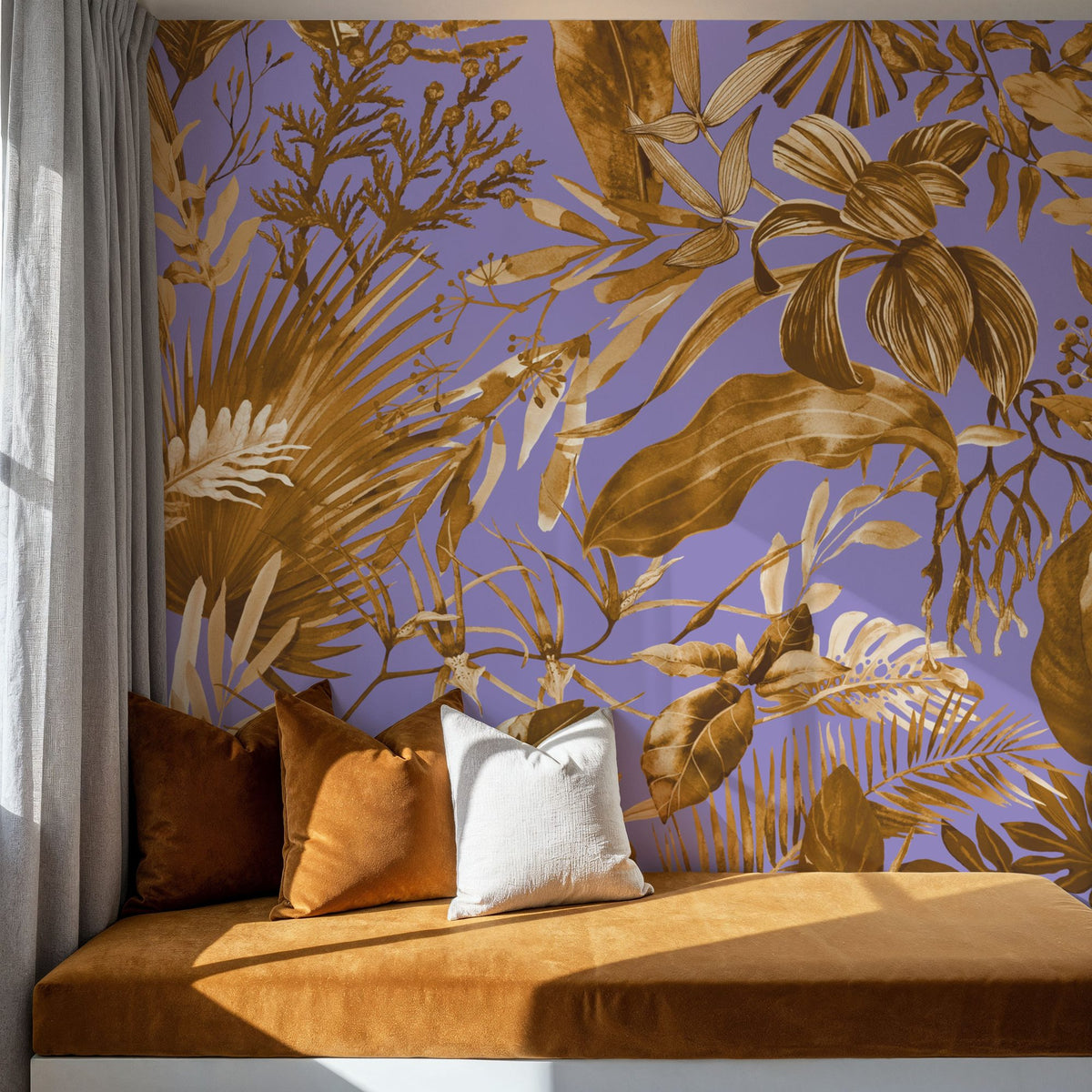 Bright Purple Leaves Mural Wallpaper - room preview 04
