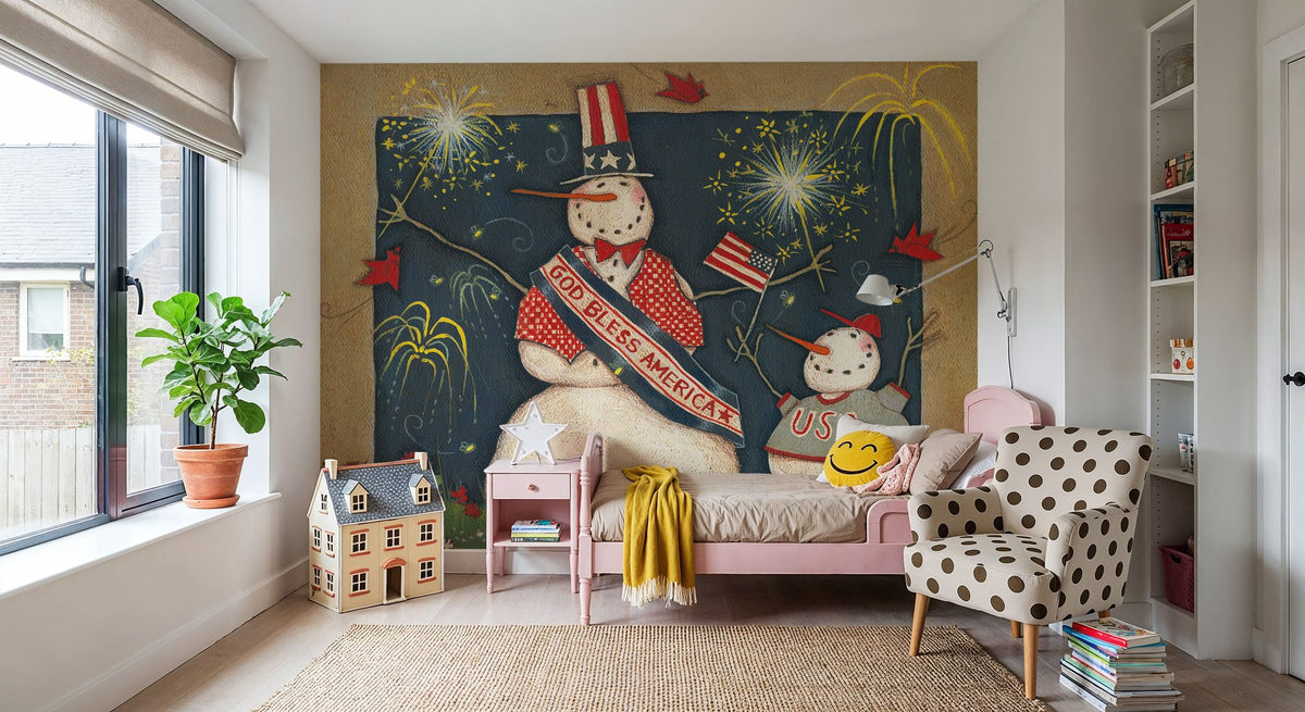 Seasonal Snowman VII Mural Wallpaper - room preview 04