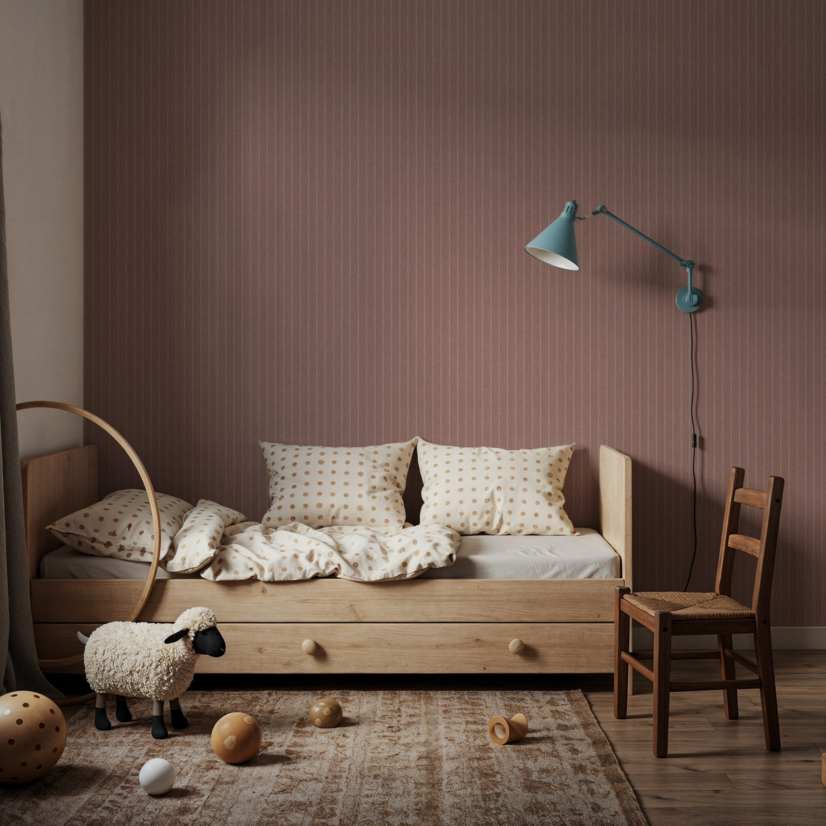 Tailor's Pin Stripe, Brick Dust Mural Wallpaper - room preview 04