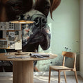 Watercolor Boxer Dog Mural Wallpaper - room preview 04