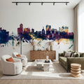 Winnipeg Canada Skyline Blue & Bronze Mural Wallpaper - room preview 04