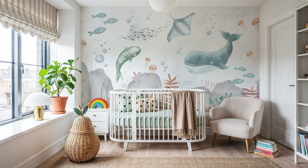 Ocean Paradise, Seafoam Mural Wallpaper - room preview 04