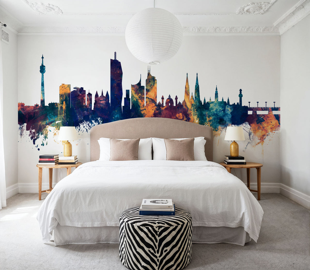 Vienna Austria Skyline Blue & Bronze Mural Wallpaper - room preview 04