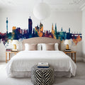 Vienna Austria Skyline Blue & Bronze Mural Wallpaper - room preview 04
