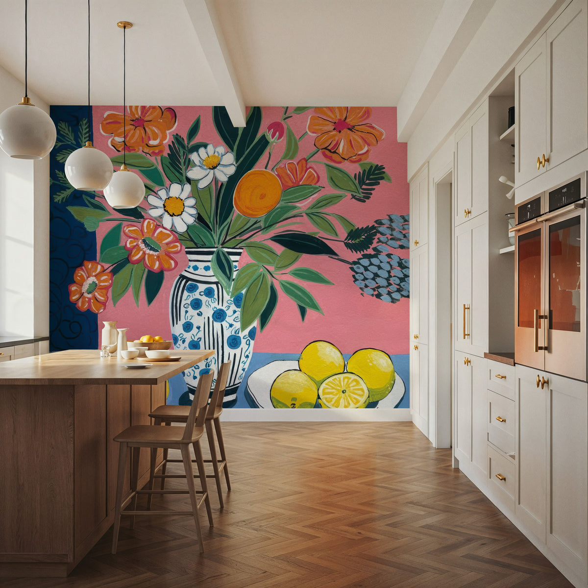 Flower Still Life with Lemons Mural Wallpaper - room preview 04