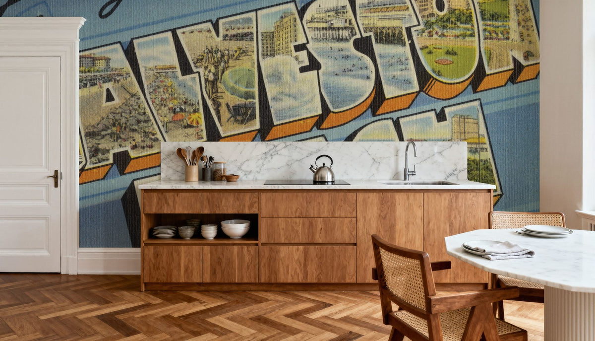 Greetings From Galveston Beach Mural Wallpaper - room preview 04