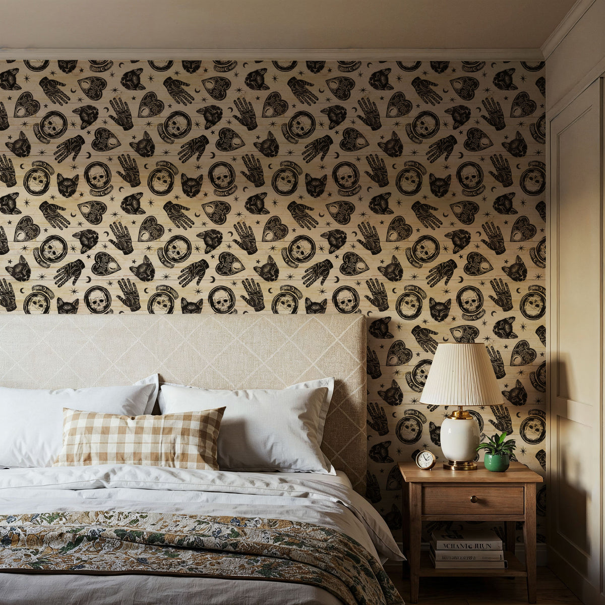 Symbolic Halloween White Mural Wallpaper - room preview 04