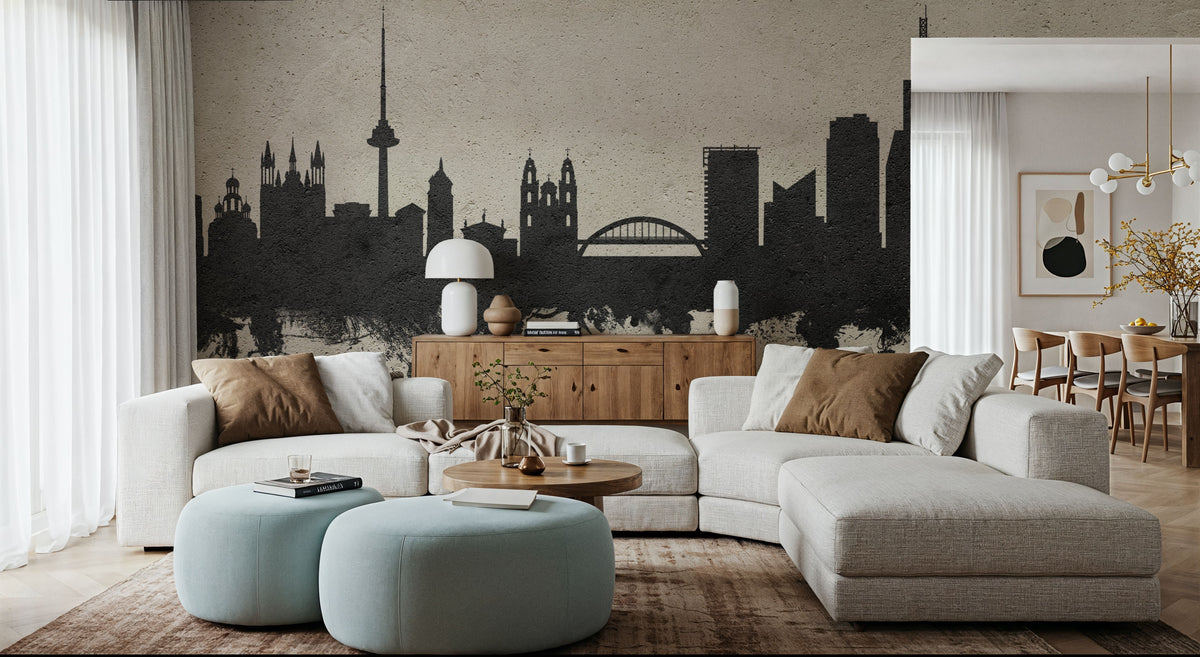 Vilnius Lithuania Skyline Concrete Mural Wallpaper - room preview 04