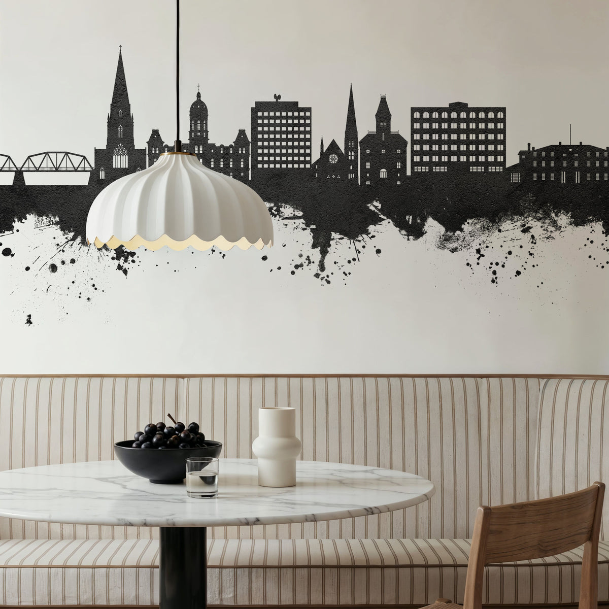 Fredericton Canada Skyline Black & White Mural Wallpaper - room preview 04