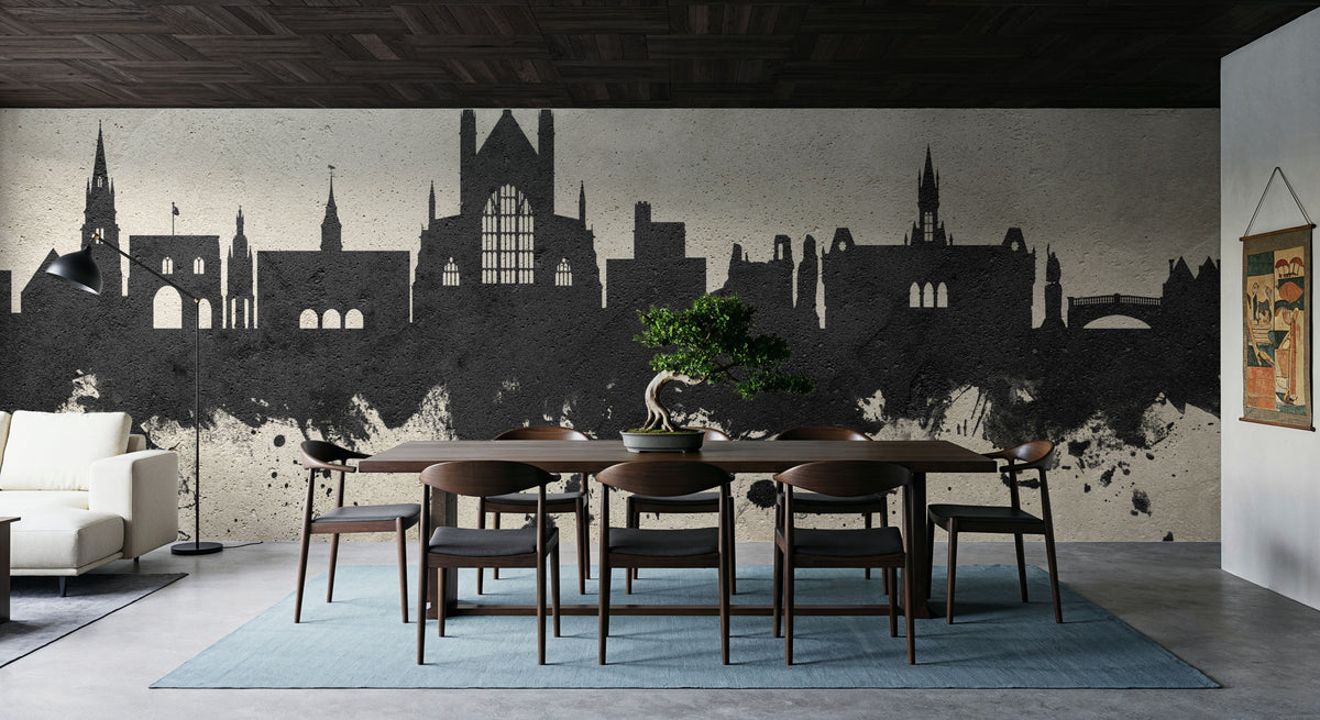 Winchester England Skyline Concrete Mural Wallpaper - room preview 04