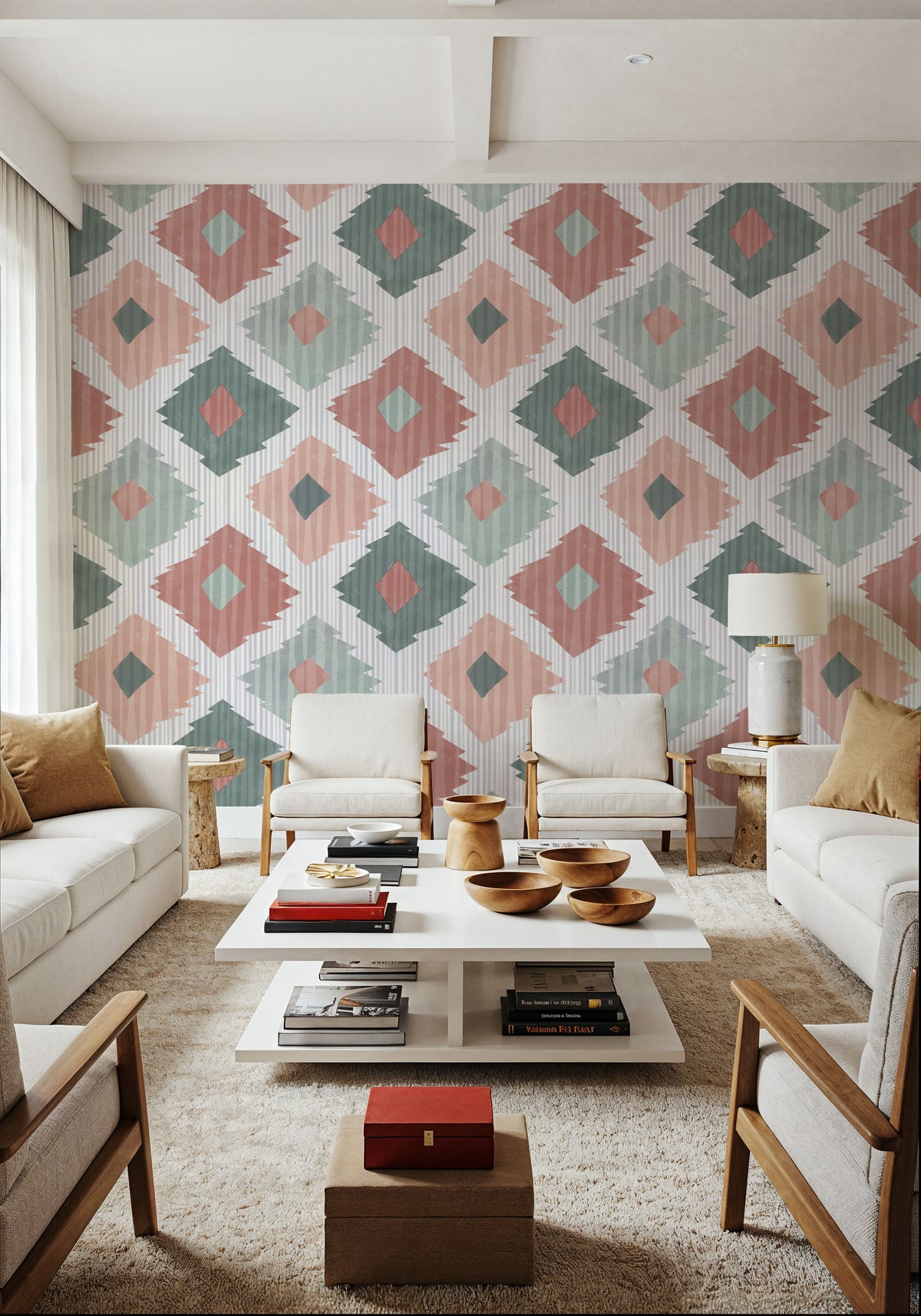 Ikat Pattern V Mural Wallpaper - room preview 04